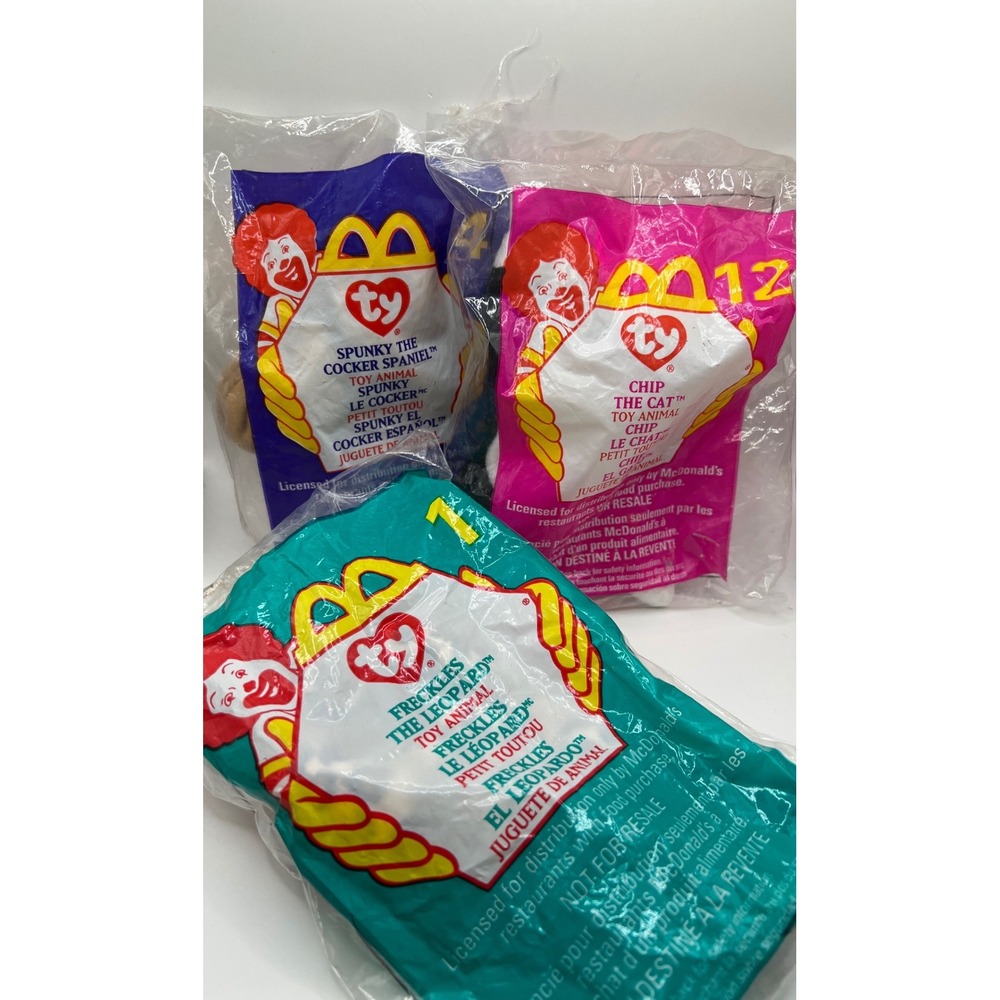 Vintage 1999 McDonalds Ty Teenie Beanie Babies Lot Freckles Spunky Chip Sealed